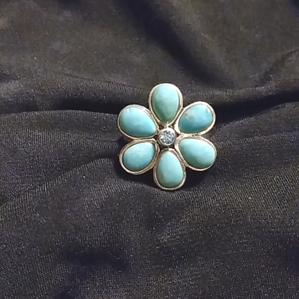 Genuine turquoise & blue topaz ring.